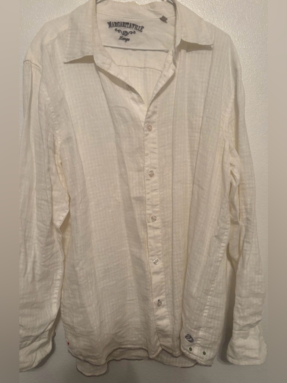Margaritaville linen button front shirt L